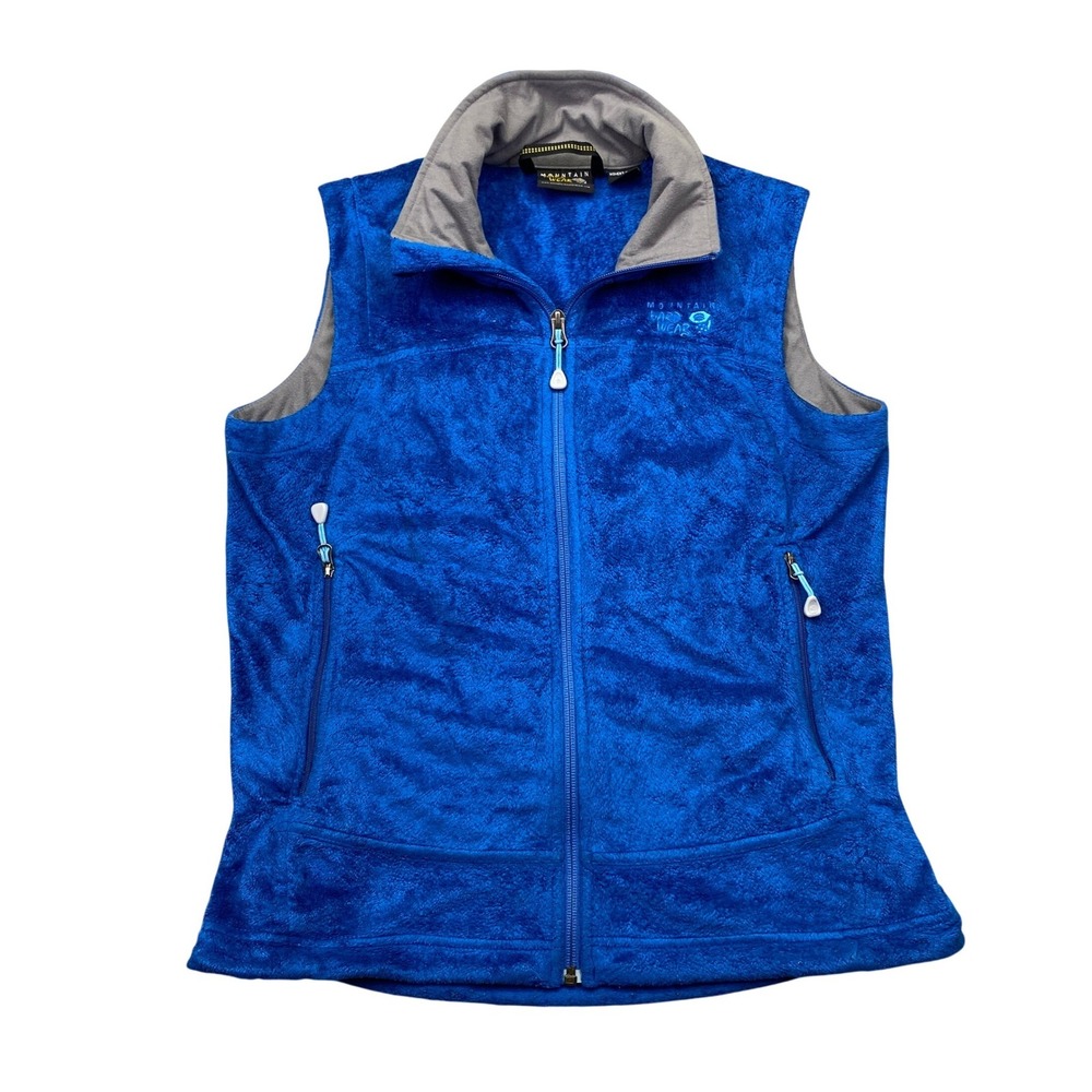 Mountain Hardwear Womens Blue Fuzzy Fleece Full‎ Zip Vest OL4264 Size S Grunge